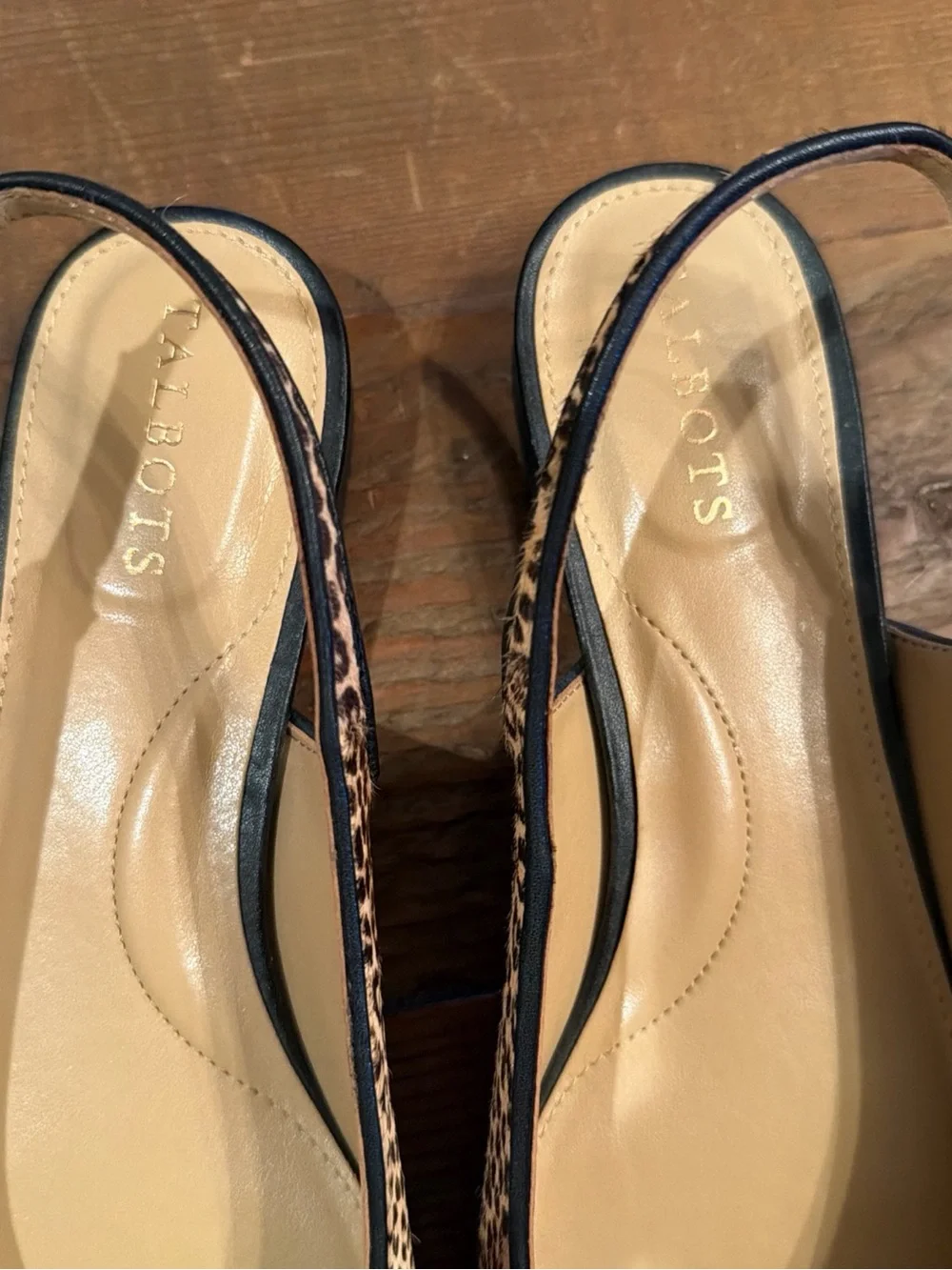 Talbots Leopard Print Calf Hair Sling Back Flats Womens Animal Print 8 M